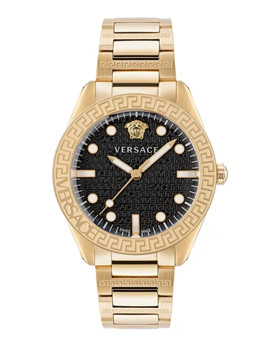 Versace Men's Greca Dome 42mm Bracelet Watch In Gold