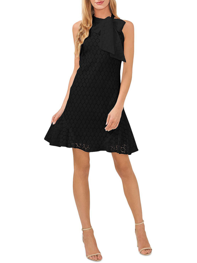 Cece Lace Hi-low Halter Dress In Black