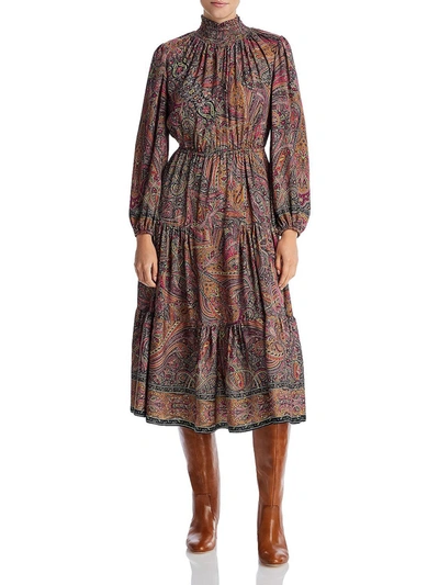 Kobi Halperin Lena Womens Paisley Smocked Midi Dress In Multi