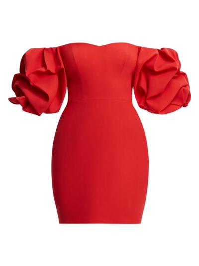 Bcbgmaxazria Bryony Off-the-shoulder Mini Dress In Rosso