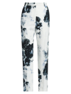 Alexander Mcqueen High-waisted Cigarette Trousers In White/black/electric Blue