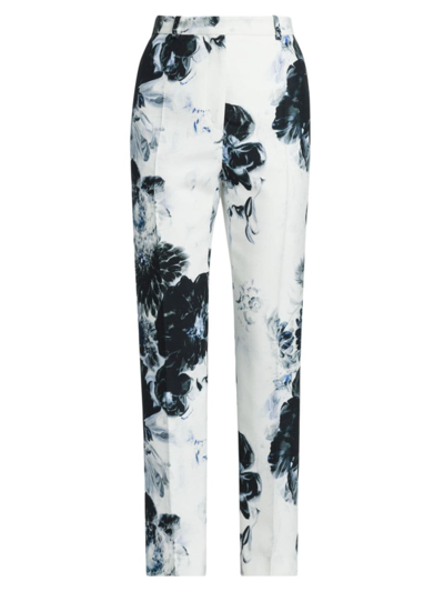 Alexander Mcqueen High-waisted Cigarette Trousers In Ink