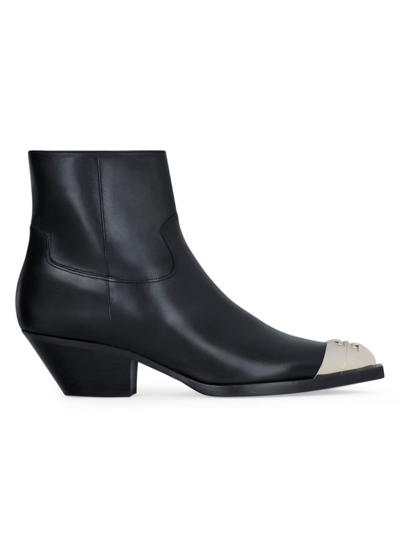 Givenchy Metal-toe Leather Western Ankle Boots In Black