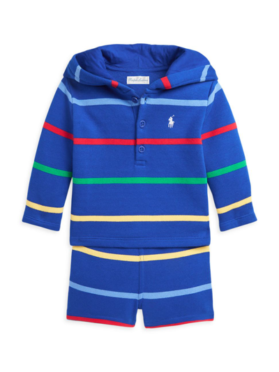 Polo Ralph Lauren Baby Boy's Striped Hooded Henley & Shorts Set In Sapphire Star Multi