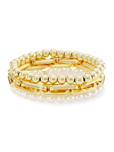 Shashi Women's Alexandria 3-piece 14k-gold-plated Bracelet Set In Gold/white
