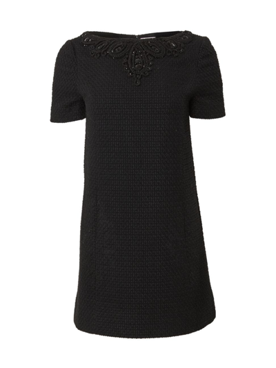 Carolina Herrera Embroidered Mini Shift Dress In Black