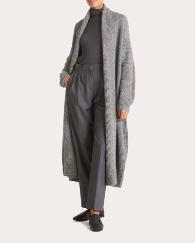 Loop Cashmere Women's Ribbed Luxe Coatigan Top In Grey