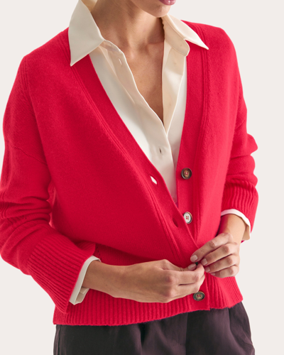 Loop Cashmere Women's Lofty V-neck Cardigan In Red