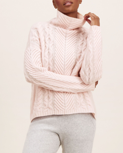 Loop Cashmere Women's Cable Turtleneck Sweater In Pink