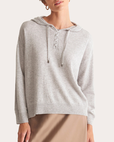 Loop Cashmere Women's Cashmere Lace Neck Hoodie In Foggy Grey