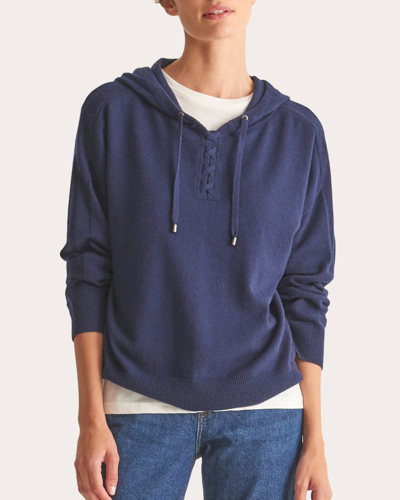 Loop Cashmere Women's Cashmere Lace-neck Hoodie In Blue
