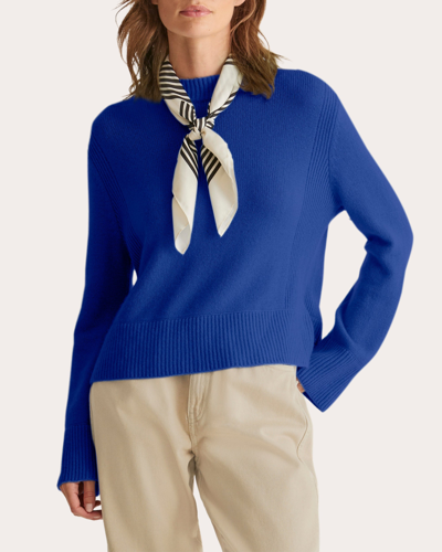 Loop Cashmere Women's Cropped Knit Sweatshirt In Blue