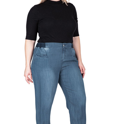 Standards & Practices Women's Plus Size Tencel Rib Cuffs Jogger Jeans In Blue