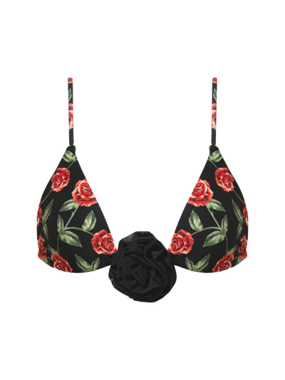 Weworewhat Women's Cooper Floral Bikini Top In Black Multi