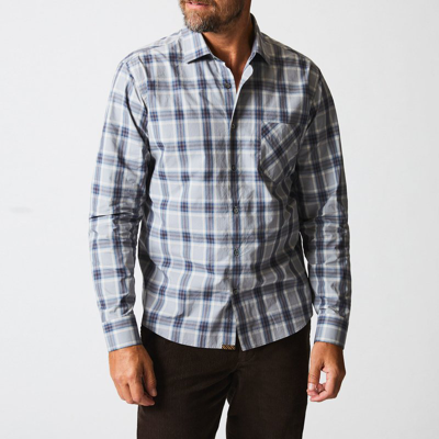 Billy Reid Plaid John T Shirt In Grey/blue
