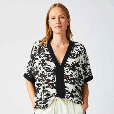 Billy Reid Banded Kaftan Blouse In Black/white