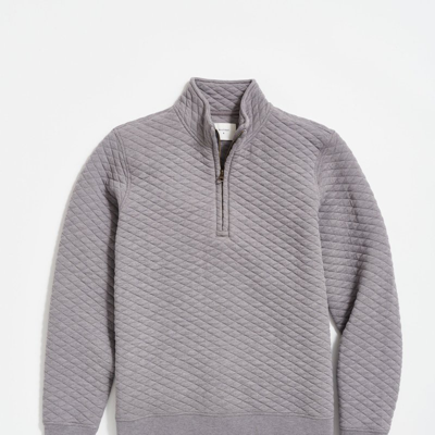 Billy Reid Diamond Quilt Half Zip Sweater In Gray