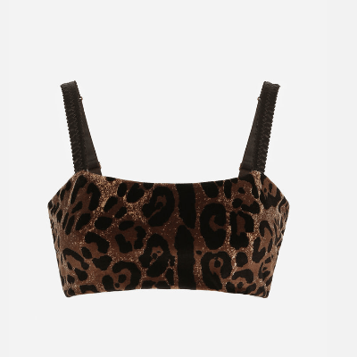 DOLCE & GABBANA CHENILLE CROP TOP LEOPARD