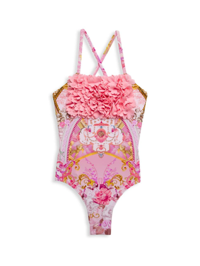 Camilla Kids' Girl's Fresco Fairytale-print Rosette One-piece Swimsuit