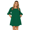 Standards & Practices Women's Plus Size Crepe Knit 3/4 Balloon Sleeves Midi Dress In Black