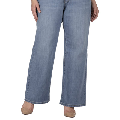 Standards & Practices Women's Plus Size Straight Wide Leg Loose Fit Jeans In Blue