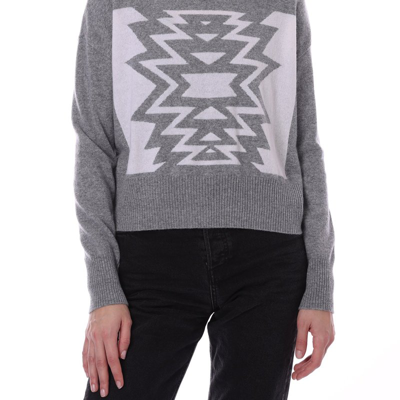 Minnie Rose Cashmere Ski Out West Crew Cropped Pullover Sweater In Grey