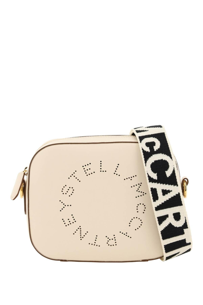 Stella Mccartney Camera Bag With Perforated Stella Logo In Beige,white