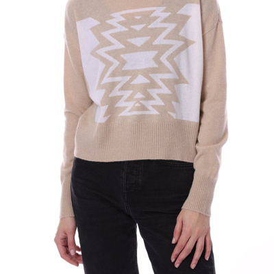 Minnie Rose Cashmere Ski Out West Crew Cropped Pullover Sweater In Brown