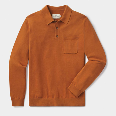 The Normal Brand Robles Knit Long Sleeve Polo T Shirt In Brown