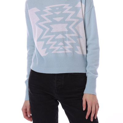 Minnie Rose Cashmere Ski Out West Crew Cropped Pullover Sweater In Blue