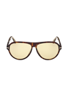 Tom Ford Men's Quincy 59mm Pilot Sunglasses In Dark Havana Amber