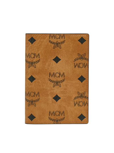 Mcm Men's Ottomar Visetos Coated Canvas Passport Holder In Cognac