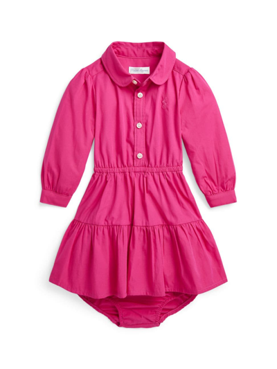 Polo Ralph Lauren Baby Girl's Poplin Club Collar Shirtdress & Bloomers Set In Bright Pink