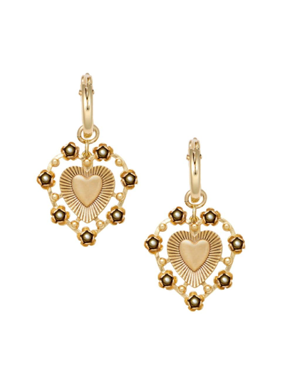 Brinker & Eliza Women's Adele 24k-gold-plated & Cultured Freshwater Pearl Heart Drop Earrings