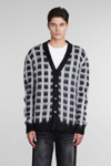 Marni Checked Mohair-blend Cardigan In Black
