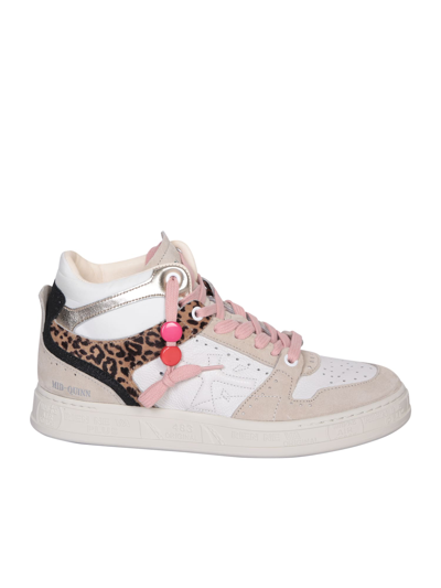 PREMIATA MIDQUINND LEOPARD/WHITE SNEAKERS