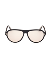 Tom Ford Men's Quincy 59mm Pilot Sunglasses In Shiny Black Brown