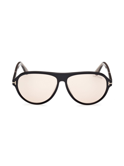 Tom Ford Men's Quincy 59mm Pilot Sunglasses In Black/eco/oyster
