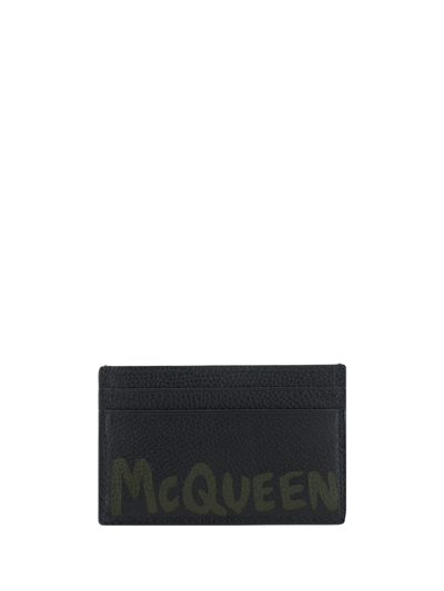 Alexander Mcqueen Card Holder In Black/khaki