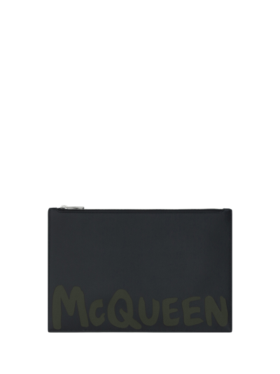 Alexander Mcqueen Beauty Case In Black/khaki