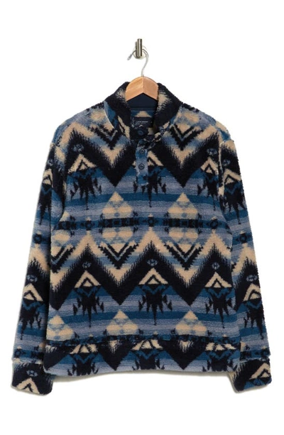 Lucky Brand Geo Print Faux Shearling Pullover In Blue Multi