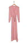 Go Couture Long Sleeve Faux Wrap Maxi Dress In Mauve