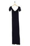 Go Couture Tie Neck Maxi Dress In Navy