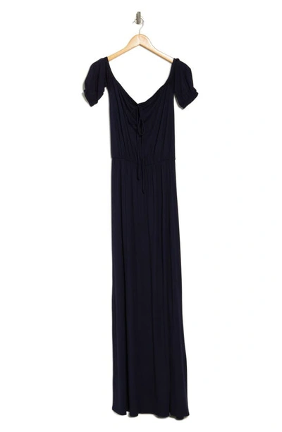 Go Couture Tie Neck Maxi Dress In Navy