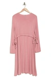 Go Couture Stretch Modal Long Sleeve Dress In Mauve