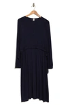 Go Couture Stretch Modal Long Sleeve Dress In Royal Blue