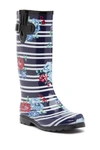 Nomad Puddles Waterproof Rain Boot In Navy Stripes Roses