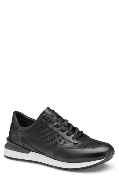 Johnston & Murphy Briggs Perforated Sneaker In Black Italian Calfskin