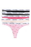 Calvin Klein Logo Thongs In Ncr Blk/ Lipglos