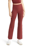 Zella Studio Luxe High Waist Flare Ankle Pants In Burgundy Port